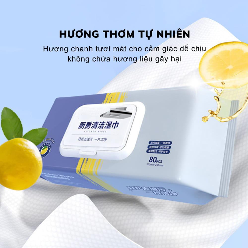 [KoSuyTu] Giấy Ướt Lau Bếp Đa Năng -  Hương Chanh Thơm Mát Không Độc Hại - Gói 80 Tờ Siêu To