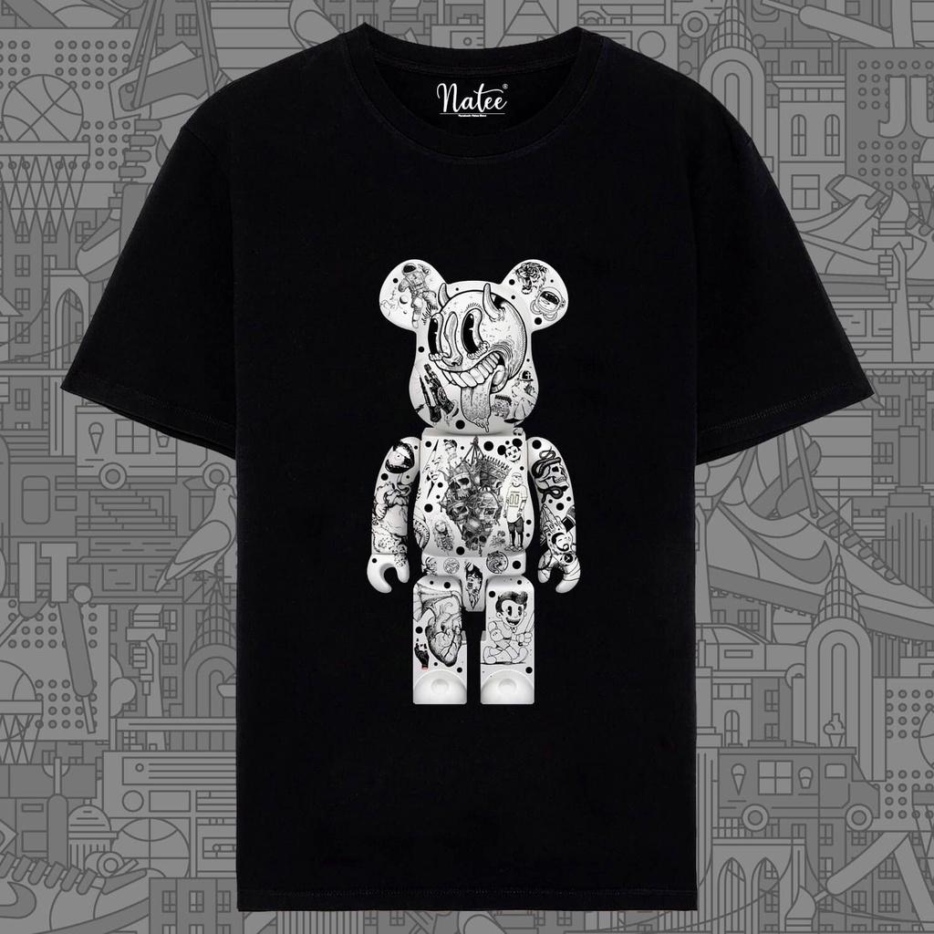 Áo Thun Nam Nữ Unisex Natee BEARBRICK- Áo Thun Cotton Ngắn Tay Mềm Mịn, Thoáng Mát, Không Nhăn, Không Xù