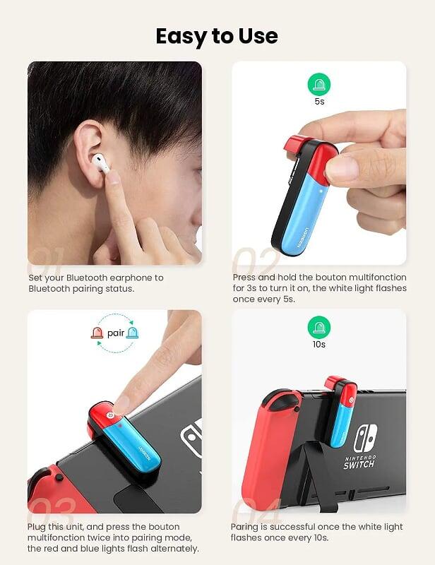 Ugreen UG80188CM324TK Bluetooth 5.0 bộ phát bt jack 3.5mm Audio hỗ trợ chuẩn APTX Low Latency cho Nintendo Switch - Lite. PS4. PC - HÀNG CHÍNH HÃNG