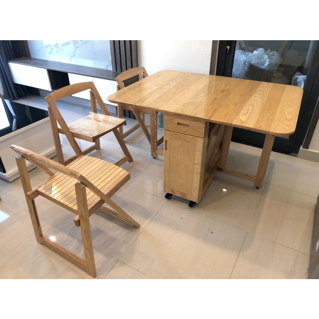 BÀN ĂN THÔNG MINH GỖ SỒI GẤP GỌN