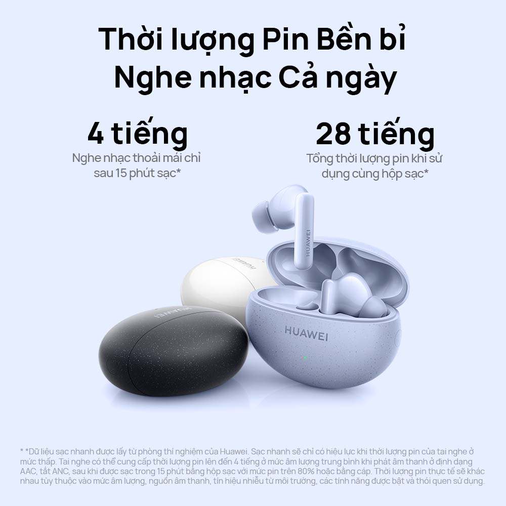 Tai Nghe Không Dây Huawei FreeBuds 5i | Âm thanh độ phân giải cao | Chống ồn chủ động đa chế độ 42dB | Phát nhạc lên đến 28h | Hàng Chính Hãng