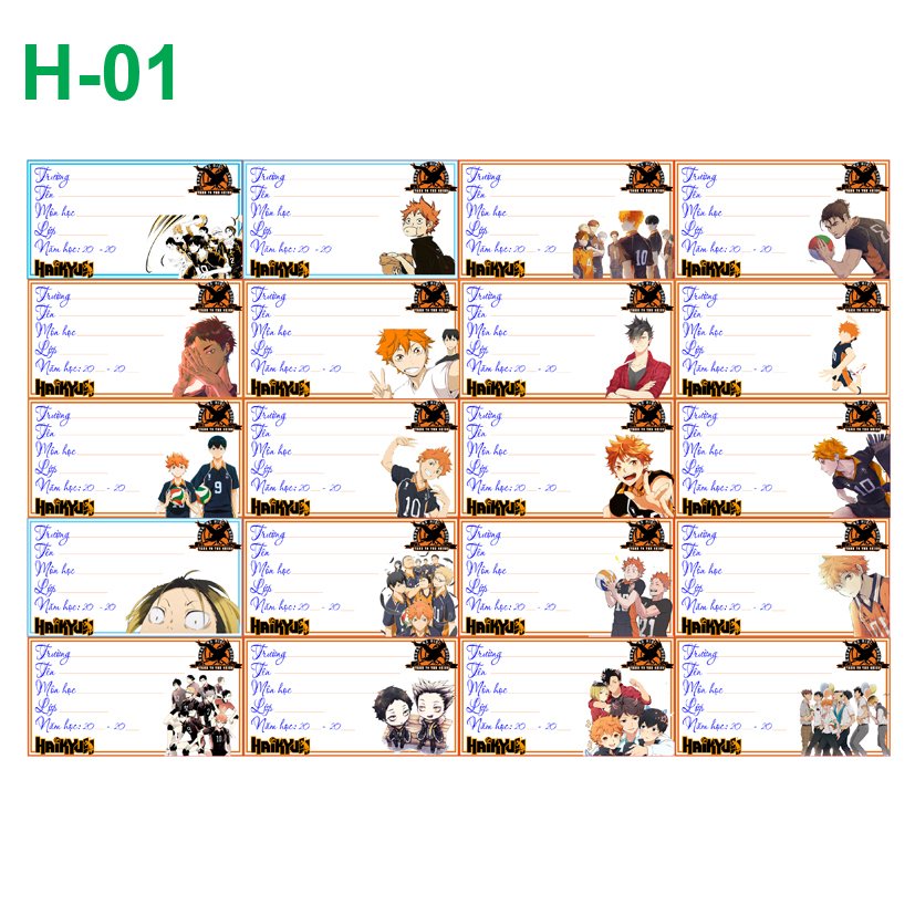 Nhãn vở set 40 nhãn Haikyuu!!