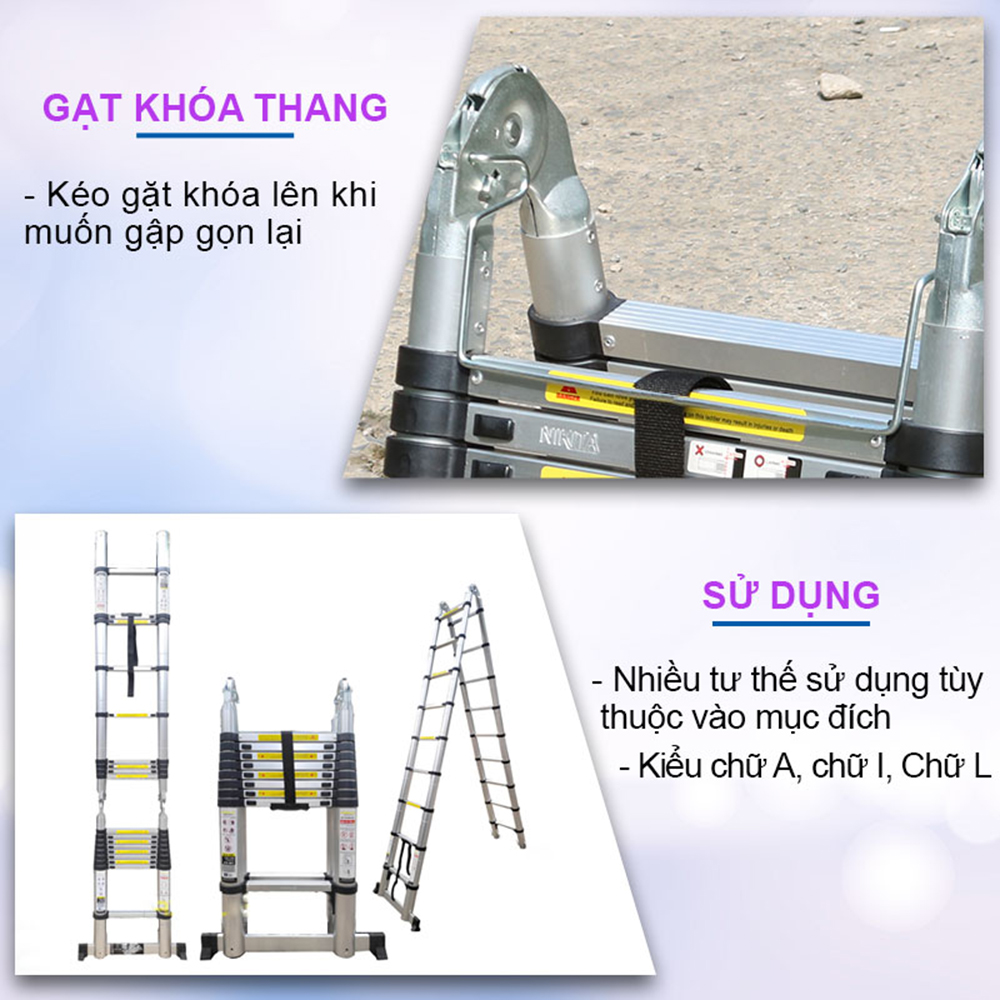 Thang nhôm rút chữ A, Hàng chính hãng NIKITA - An toàn, tiện dụng, đa năng 2022
