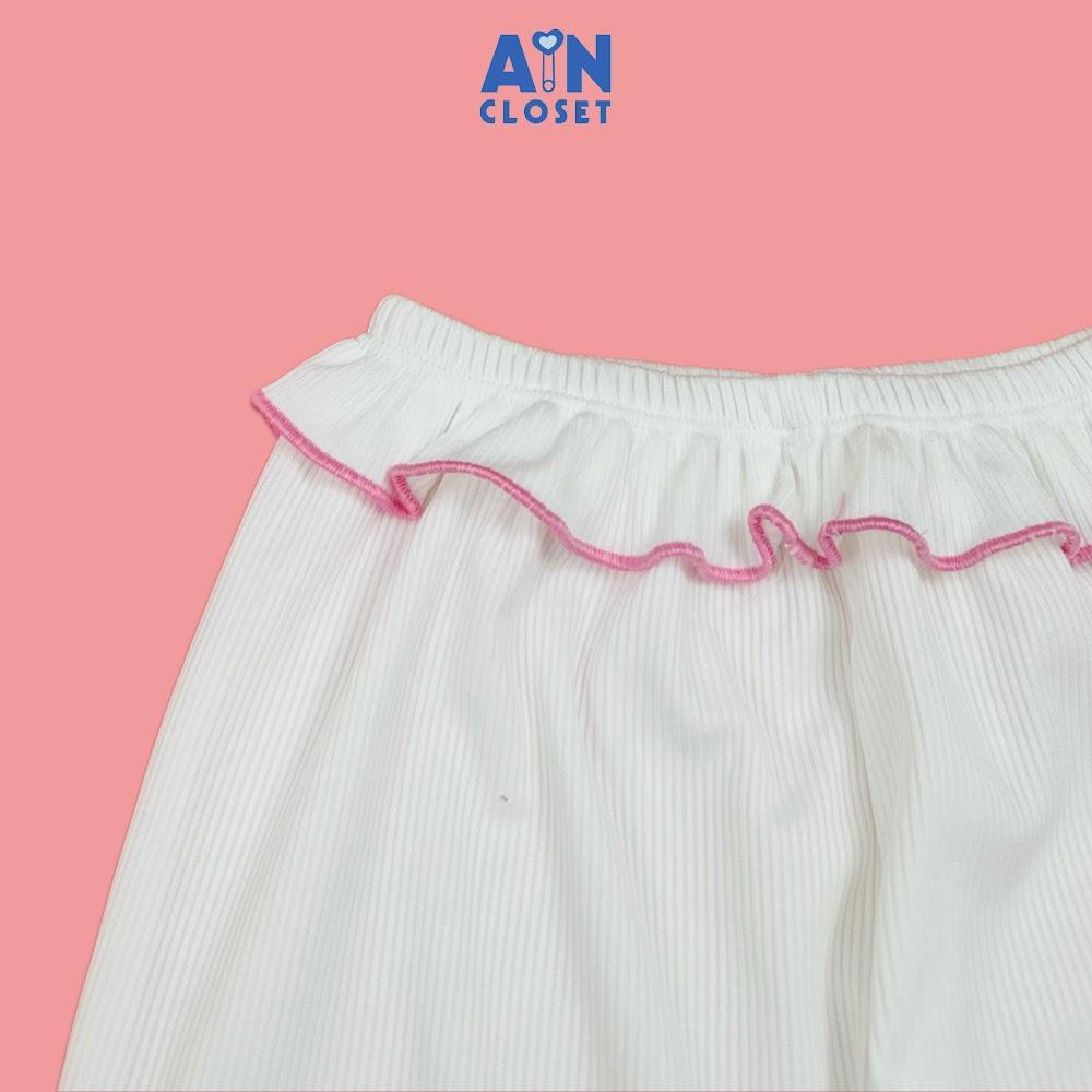 Quần Legging dài bé gái họa tiết Gân Trắng Thun cotton - AICDBGHJSYUM - AIN Closet