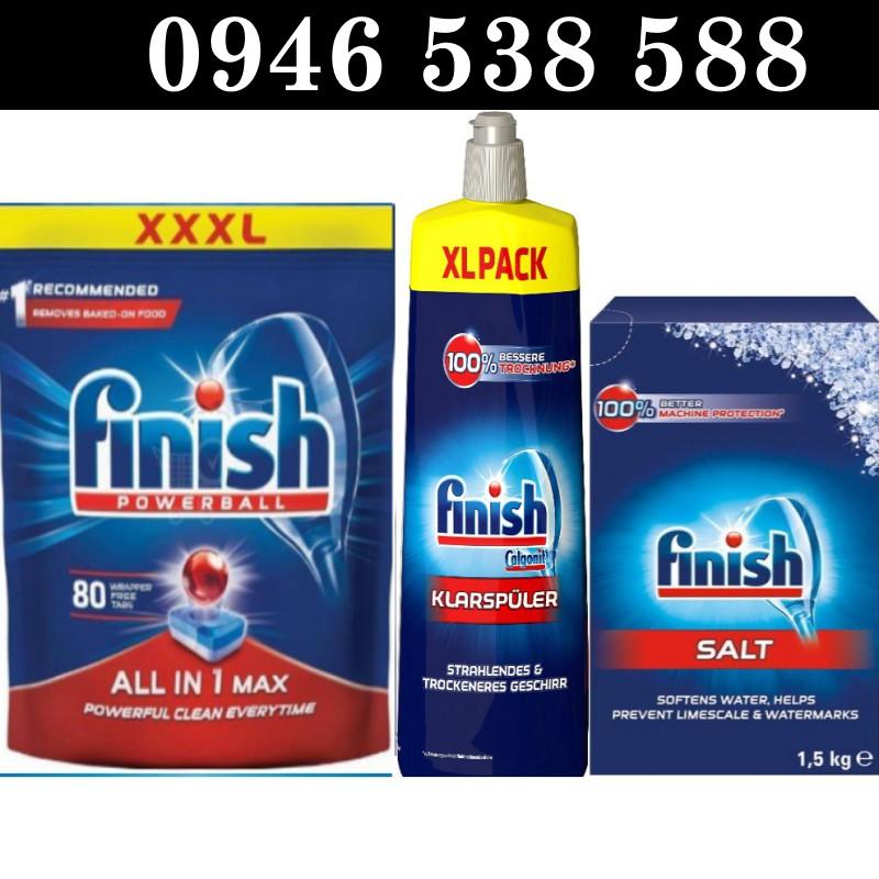 Combo Viên Finish 80 Viên + Muối Finish 1.5kg + Nước làm bóng Finish 750ml