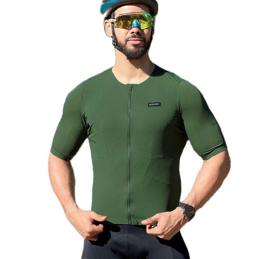 Ykywbike đàn ông đạp xe Jersey mùa hè màu đen màu xanh lá cây ngắn tay áo sơ mi xe đạp ykk zipper quần áo đi xe khô nhanh chóng 50 Color: black Size: Asia XL (EU L)