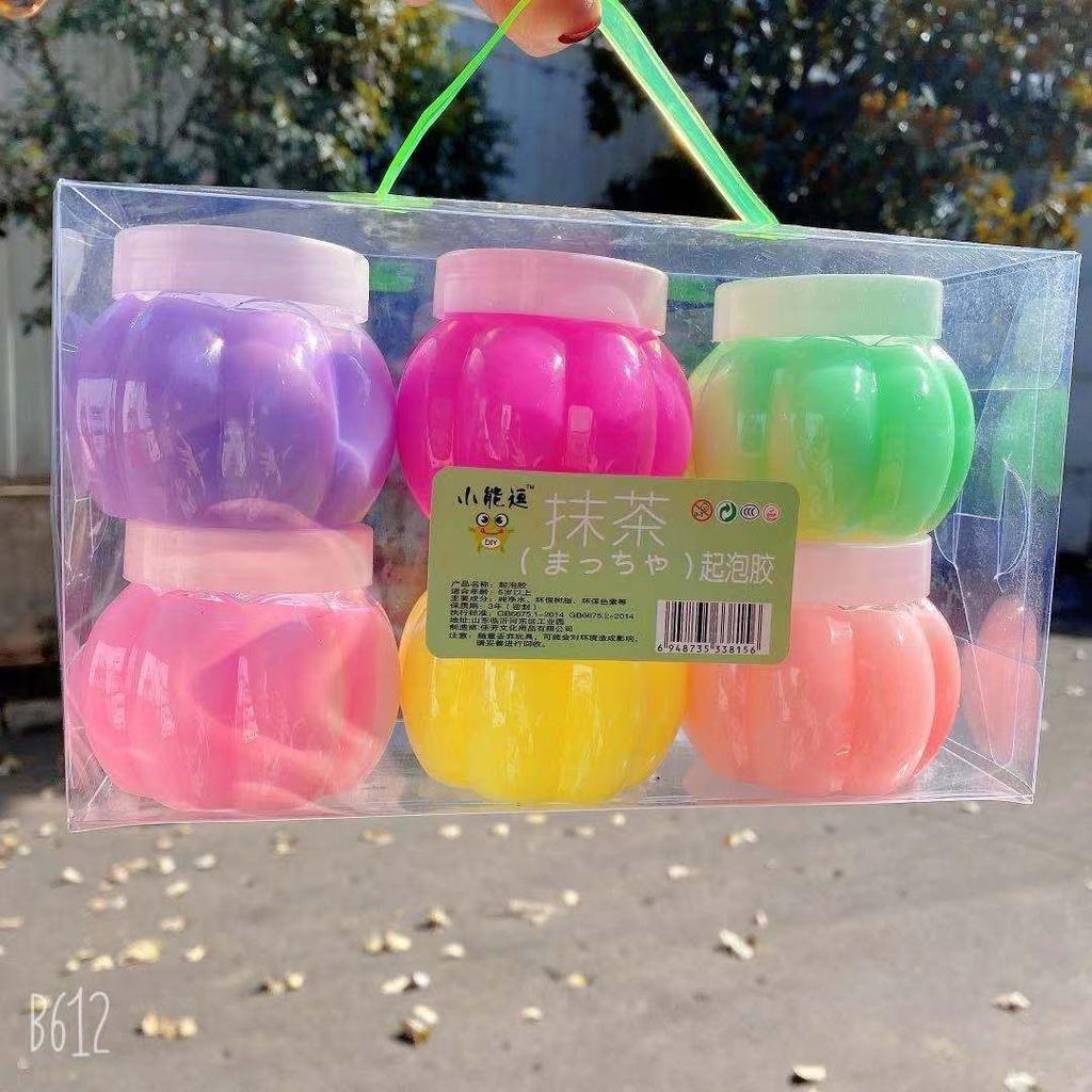 1 lốc 6 hộp slime bí ngô dẻo chất trong đồ chơi chất nhờn ma quái chất đẹp slam hũ