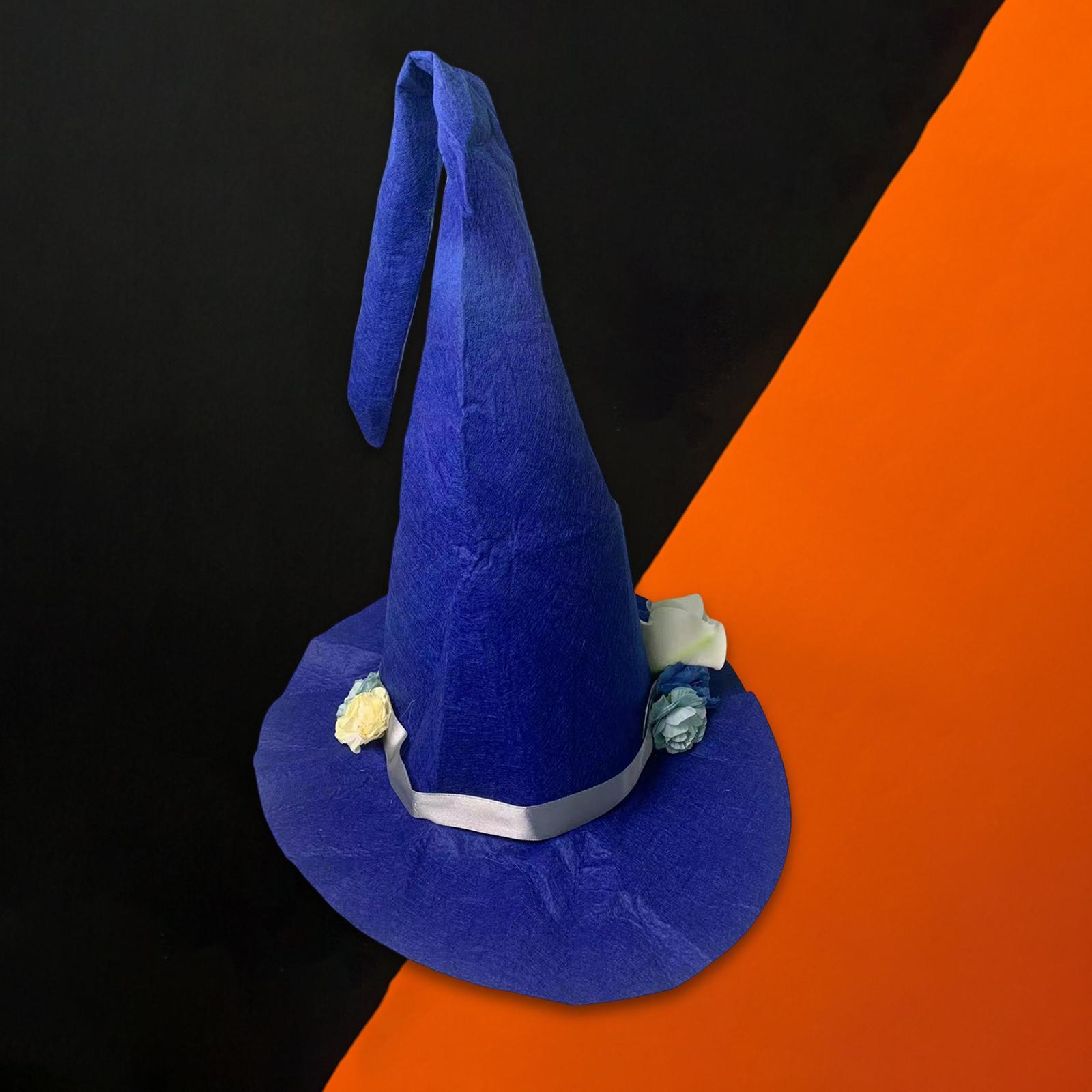 Halloween Felt Witch Hats Cosplay for Carnival Masquerade Clothing Props blue