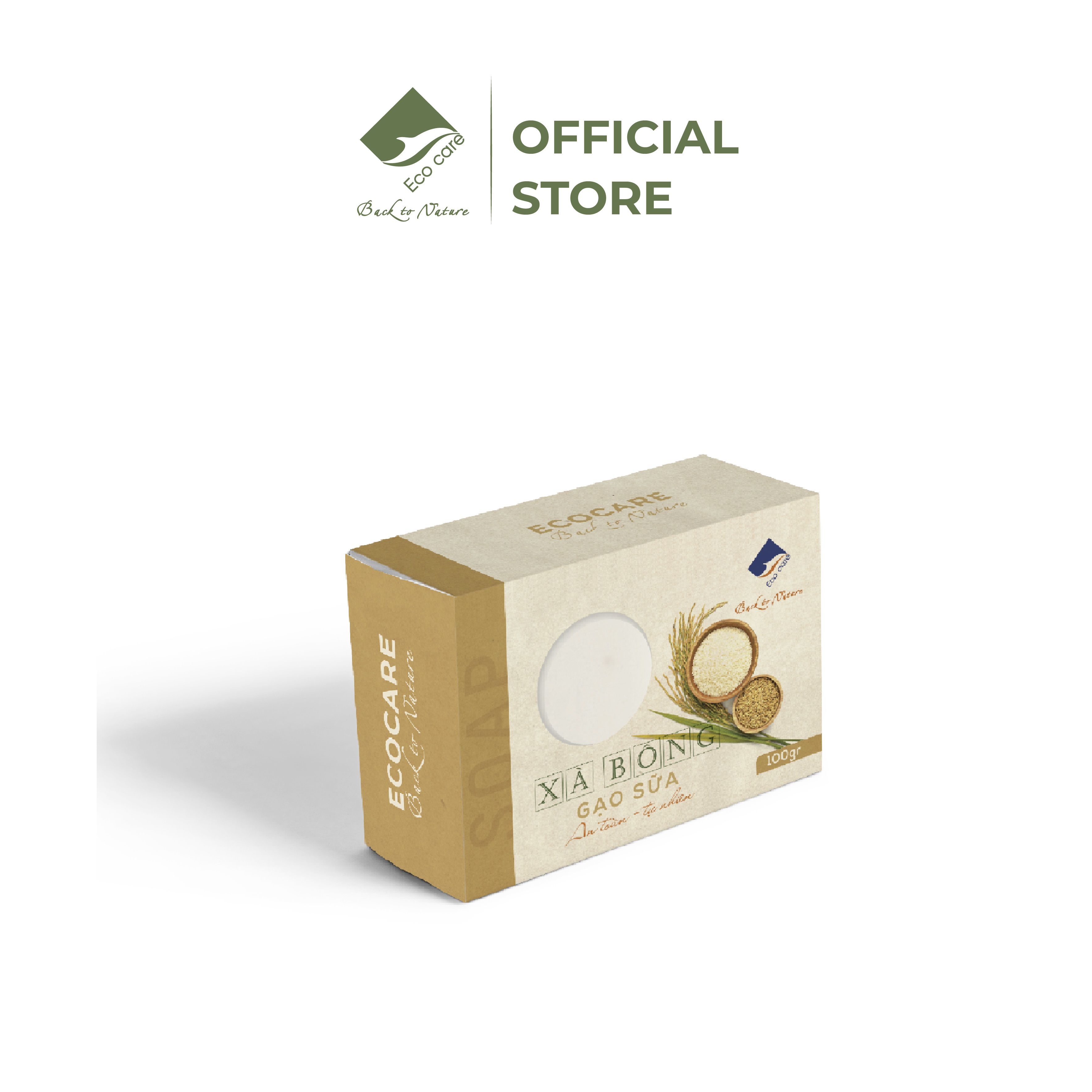Xà bông Gạo sữa Hưu Cơ , Xà phòng Sữa gạo Ecocare 100gr- Giúp Sáng Da, Tẩy Da Chết, Ngừa Thâm