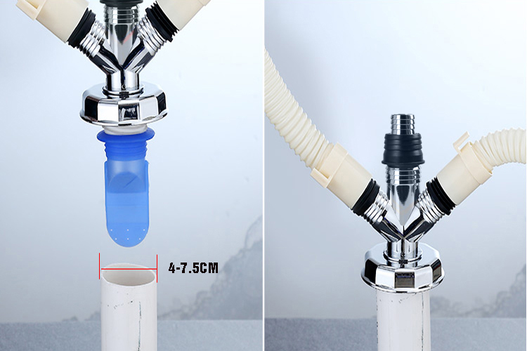 Bộ thoát nước máy giặt, thoát nước thải, nước thoát sàn nhà tắm, vệ sinh kiêm chống mùi hôi, ngăn côn trùng trào ngược – Bộ chia 3, MIHOCO 312