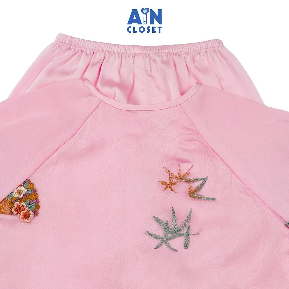 Bộ quần áo Bà Ba Dài tay ngắn bé gái họa tiết Trúc Tơ Hồng - AICDBGWPR9YK - AIN Closet