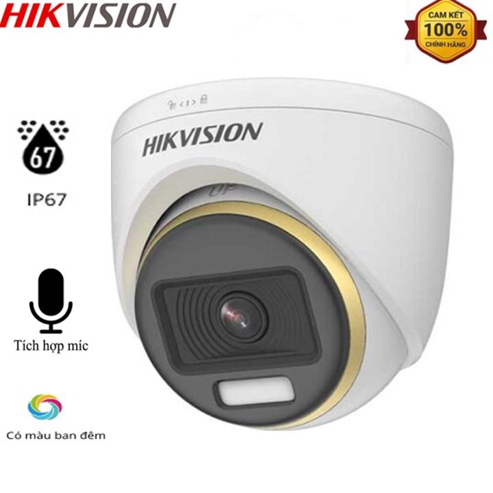 Camera analog bán cầu hikvision DS-2CE72DF3T-F, DS-2CE70DF3T-PF có màu ban đêm, tích hợp mic, hỗ trợ hồng ngoại 20~40m - Hàng Chính Hãng