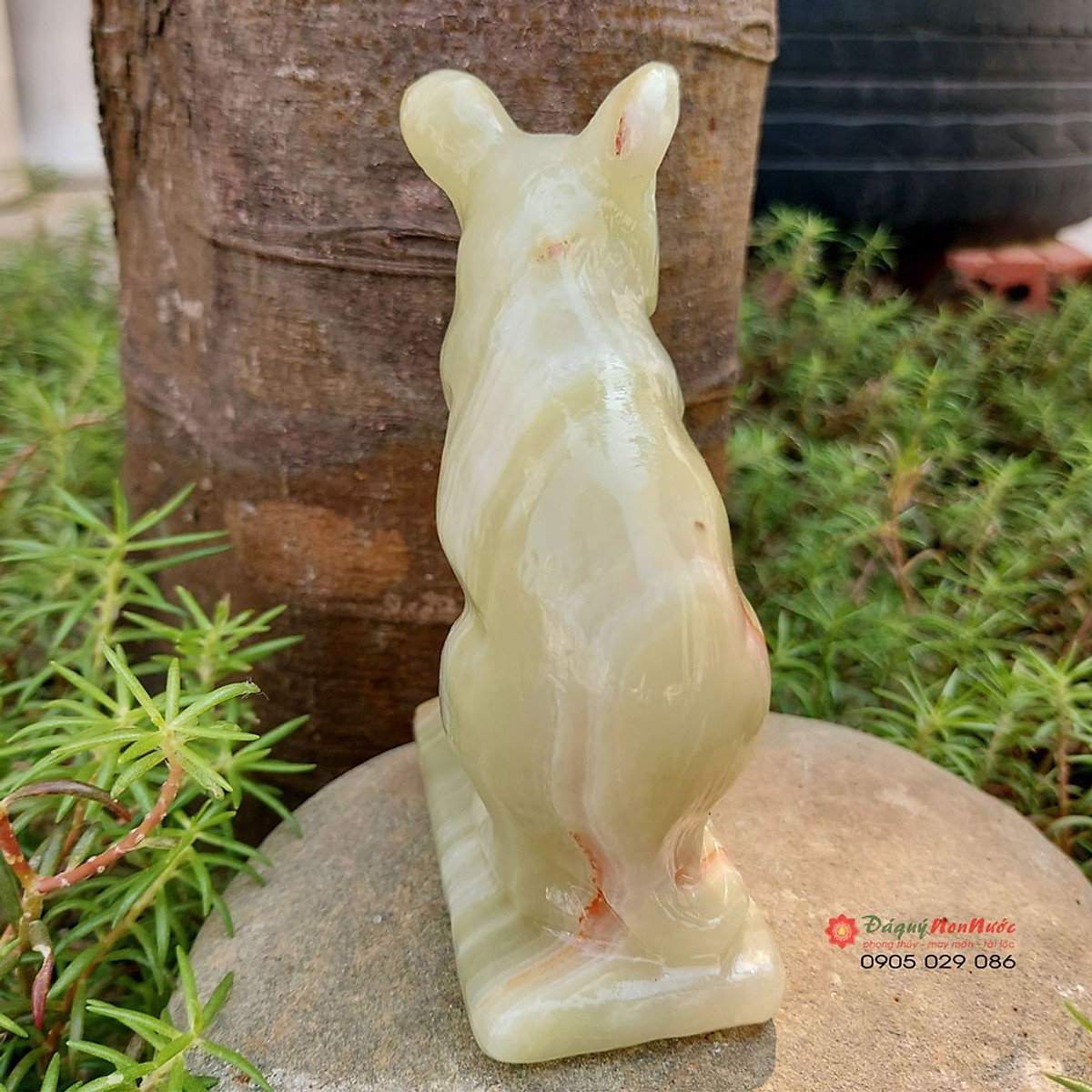 Tượng đá chuột tuổi tý phong thủy đá ngọc Pakistan 12cm đá Non Nước