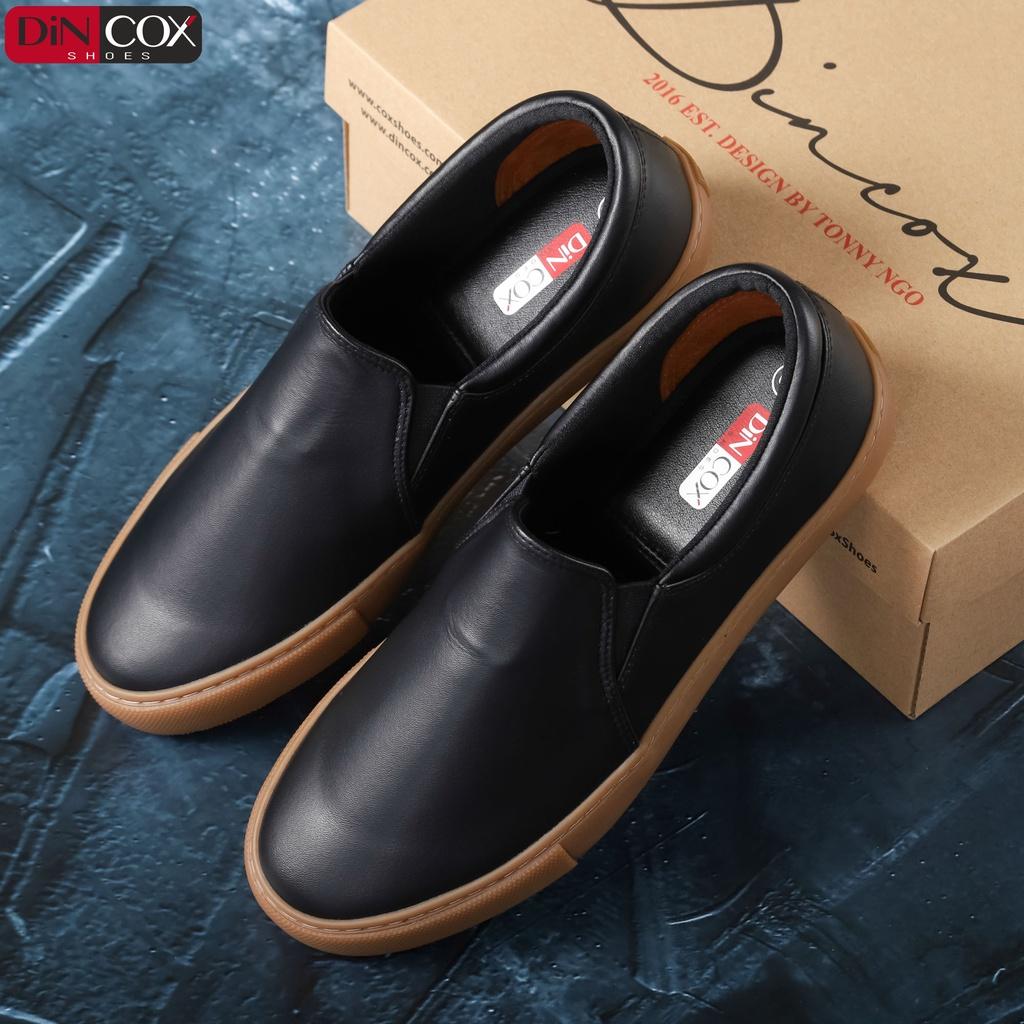 Giày Lười Sneaker Da Nam DINCOX C38 Đơn Giản, Lịch Lãm Black