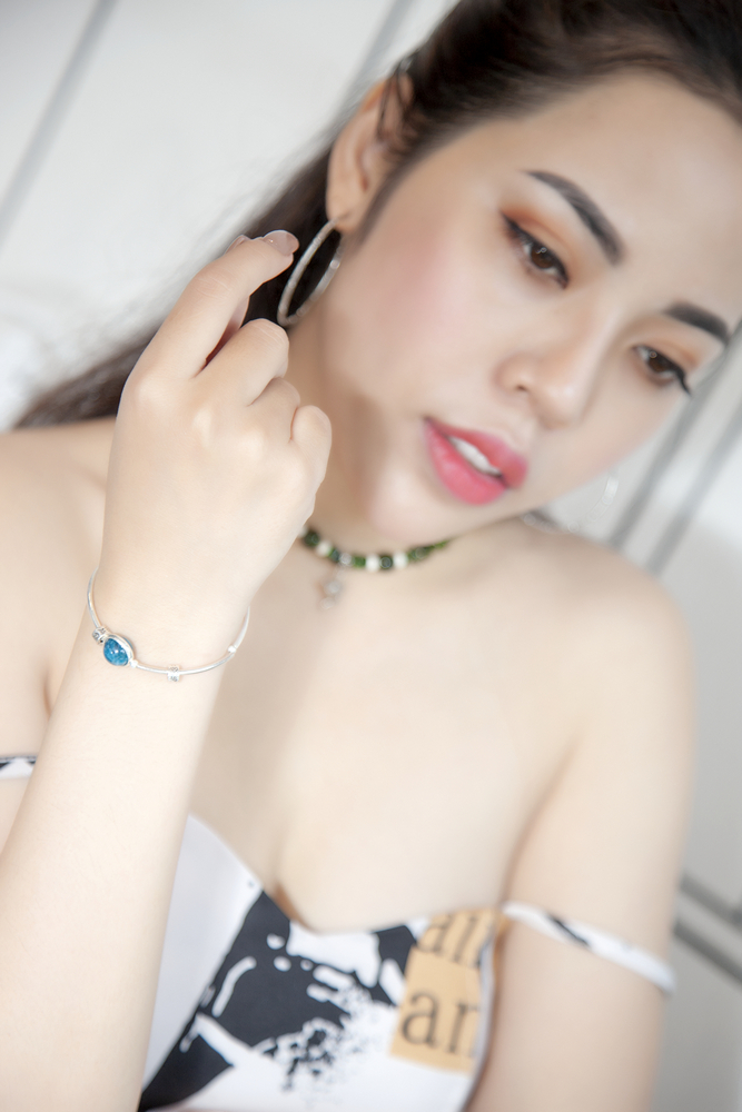 Vòng Tay Phong thủy Đá Azulite Thiên Nhiên, Mạng Thủy Mộc, Món Qùa Trang Sức Ý Nghĩa VK001 BlackMount