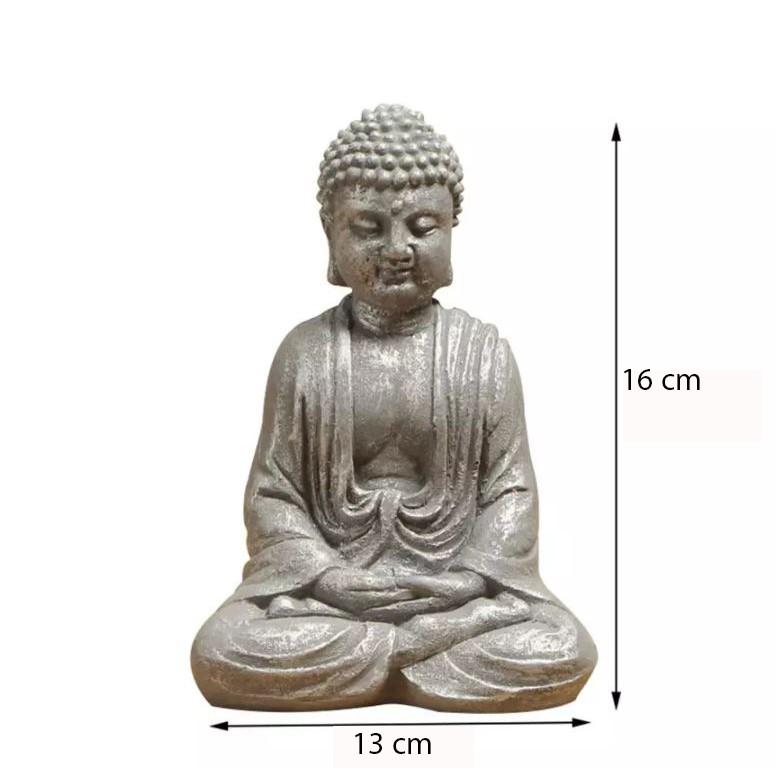 Tượng Đá Phật Thích Ca- Đá Xám - Trang Trí Hồ Thủy Sinh  - Cao 16.5 cm