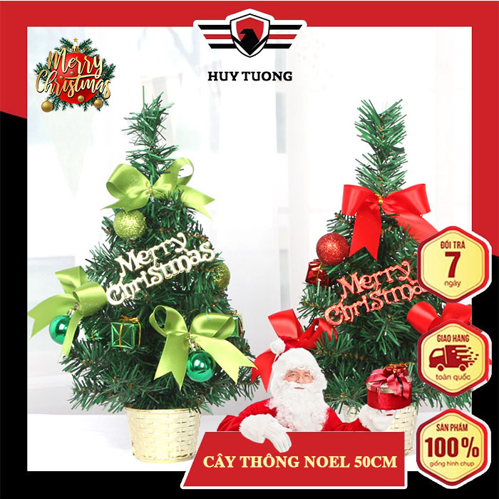 Cây thông Noel mini trang trí cao 50cm tặng phụ kiện Cây thông mini 50cm đầy đủ phụ kiện mẫu C12