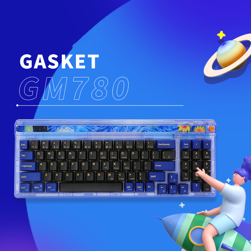 Bàn phím cơ không dây Gasket Newmen GM780 Starry Sky - Hàng chính hãng