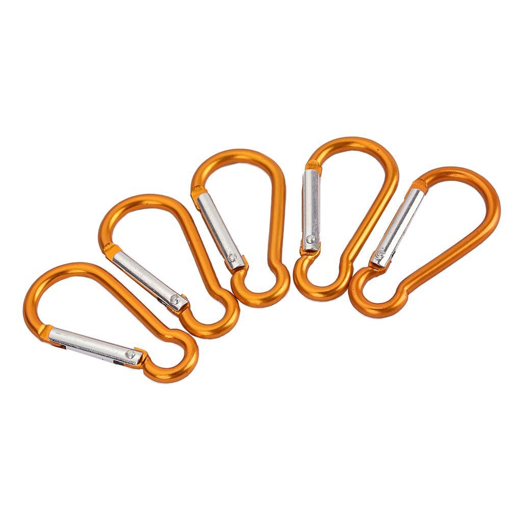 5 Pieces Aluminum D Shape Buckle Carabiner Key Chain Clip Hook for Home Hiking Camping