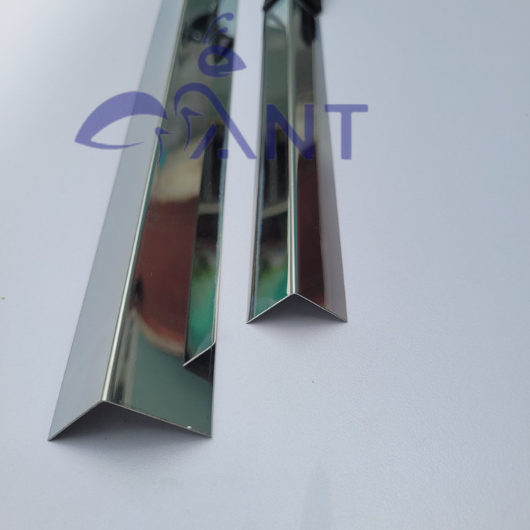 Nẹp V inox Trắng gương, dày 0.4li thanh dài 2m44, Nẹp inox chữ V, nẹp ốp góc, nẹp mũi bậc, nẹp kết thúc