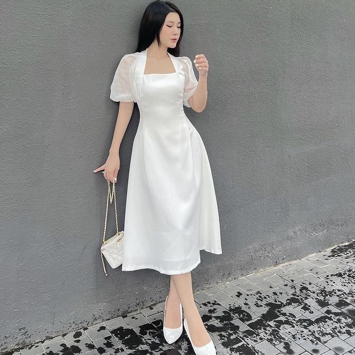 BBSTORE'S Đầm Xòe Tay Lưới Hở Lưng Dự Tiệc Siêu Xinh - D1155