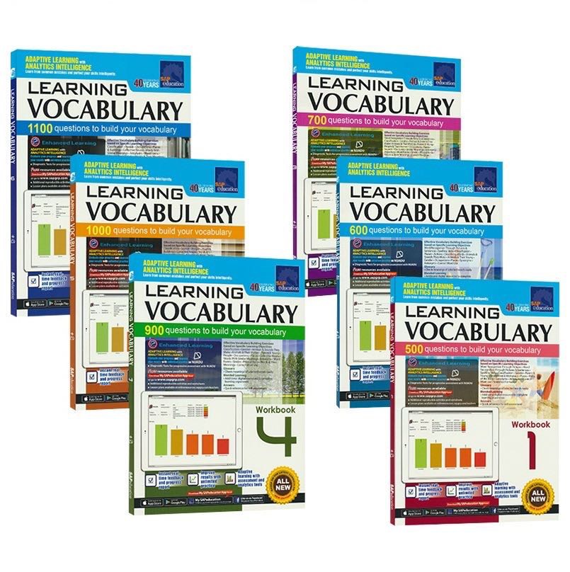 Learning Vocabulary bộ nhập 6 quyển giấy bóng màu