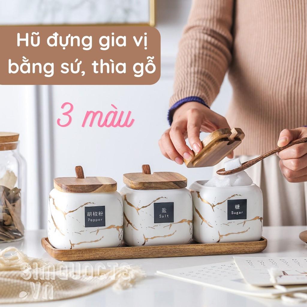 Bộ 3 hũ đựng lọ đựng gia vị dầu ăn bằng sứ cao cấp