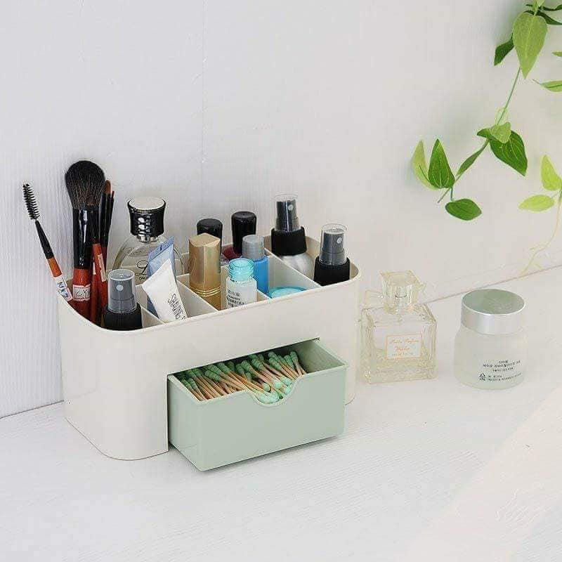 Kệ Đựng Mỹ Phẩm Mini 2 tầng bằng nhựa - Tặng 1 khay đựng đồ 3 ngăn Hàng Nhật