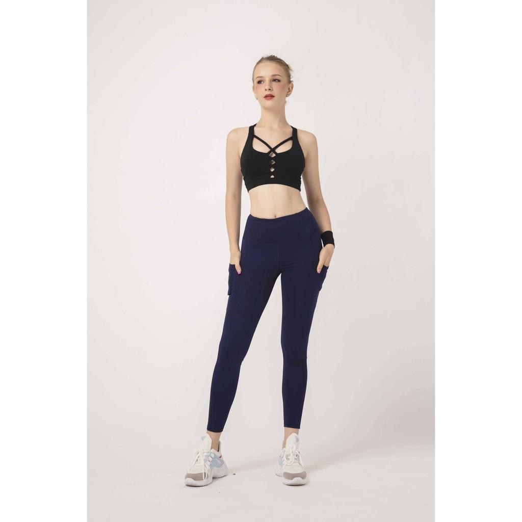 Quần tập Gym, Yoga Nữ OMG Sport kiểu dài có túi 2 bên - màu Xanh navy - BG073_NV