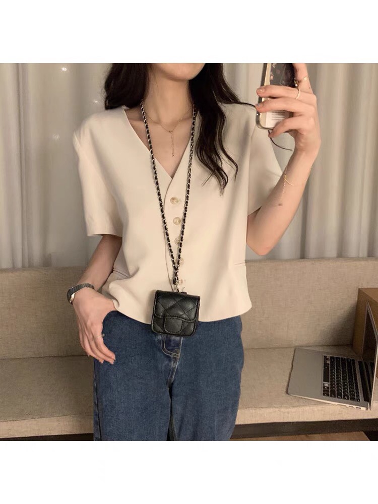 Áo vest nữ croptop phong cách Hàn Quốc chất liệu tuyết mưa cao cấp áo blazer dáng cộc tay cổ V xinh xắn phù hợp đi tiệc