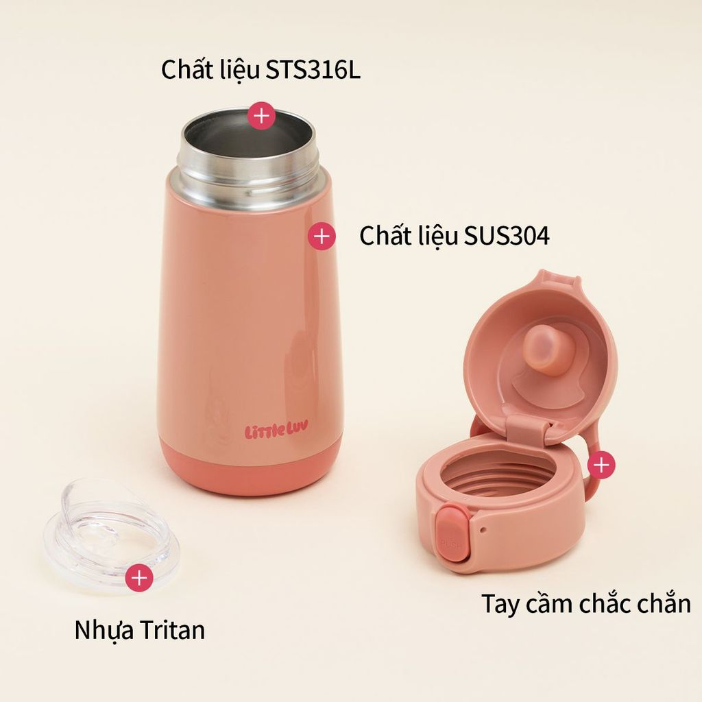 Bình Giữ Nhiệt Trẻ Em LocknLock Little Luv Switch Cap Tumbler LHC918 380ml, Hàng Chính Hãng - JoyMall