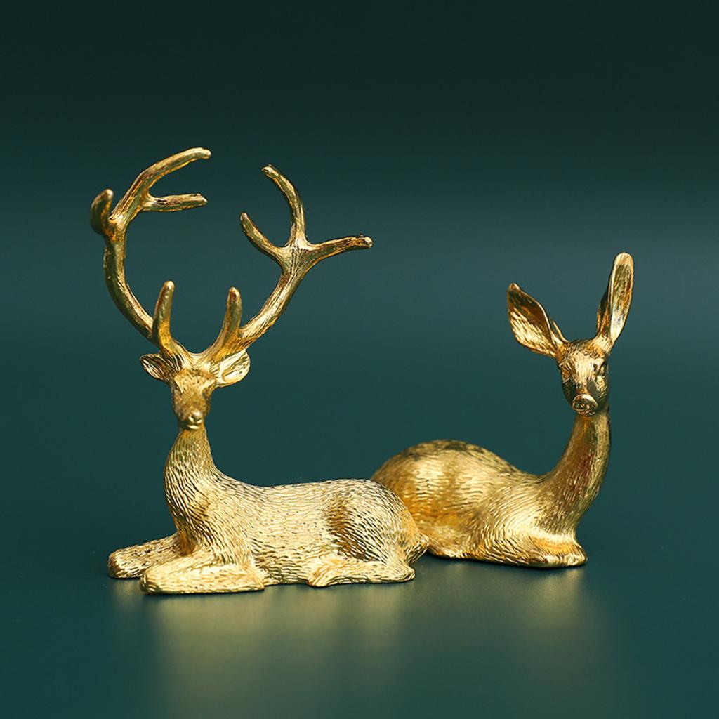 2x Deer Statue Shelf Sculpture Tabletop Bookcase Figurine Home Decor Crafts