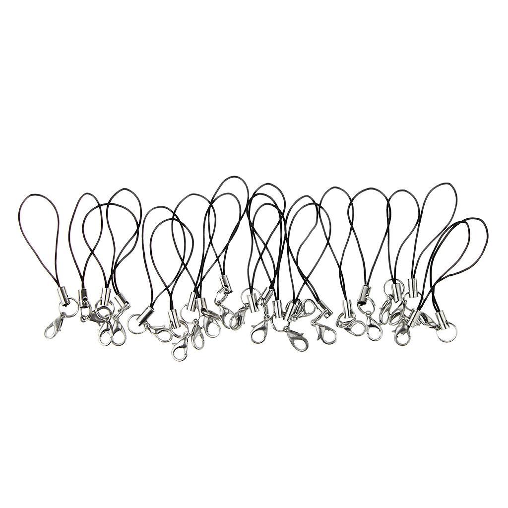 3-5pack 20pcs DIY Mobile Cellphone Keychain Lanyard Charms DIY Rope Black