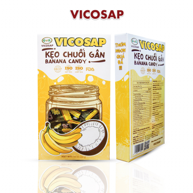 Kẹo Chuối Gân vị Sầu Riêng Vicosap [hộp 200g]