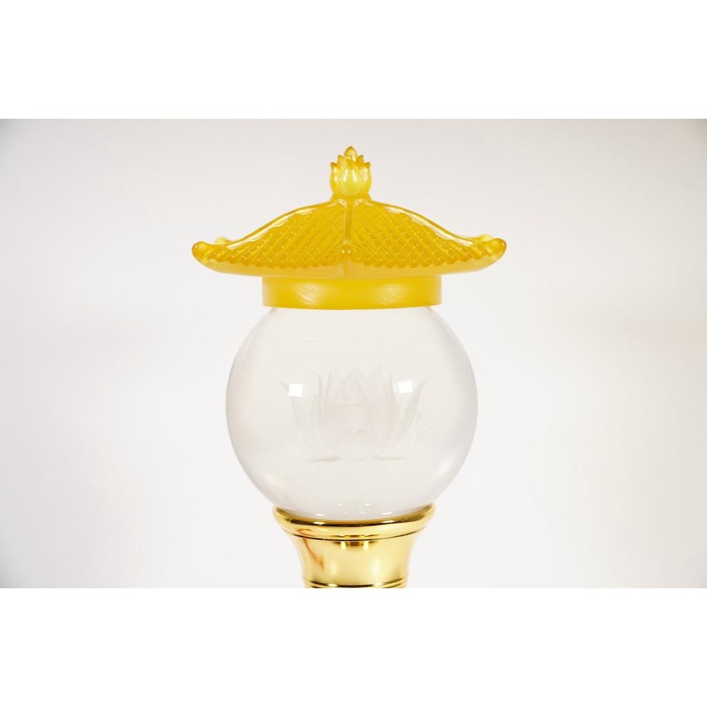 Đèn thờ led quả cầu pha lê sen mái lưu ly phú quý đế xi đồng điện cao cấp - Nhiều cỡ đổi màu