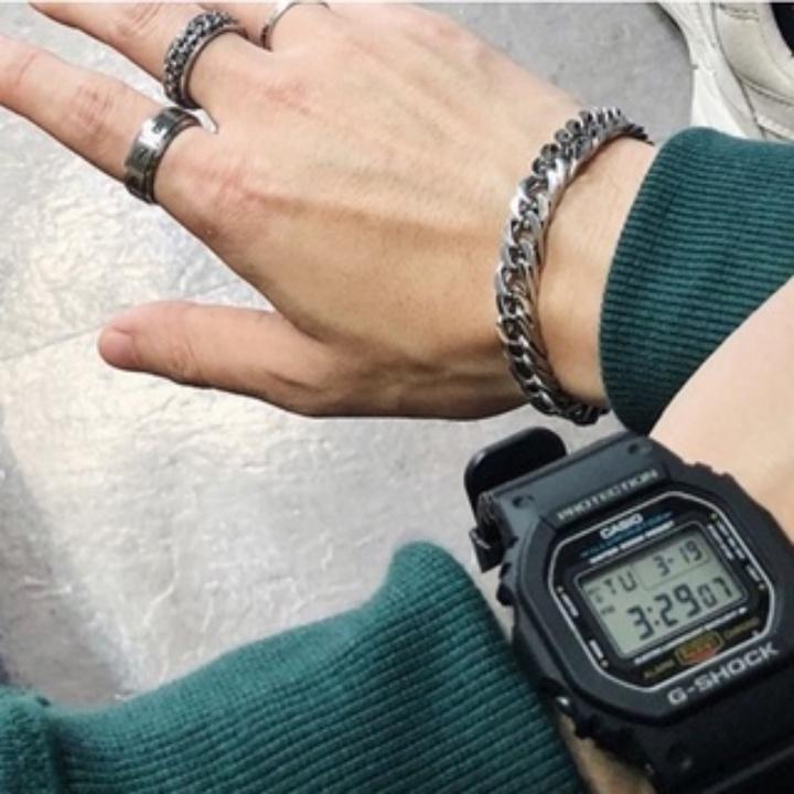 Vòng Tay Nam Lắc Tay Unisex Thời Trang Đeo Tay Nam Nữ Basic Màu Bạc