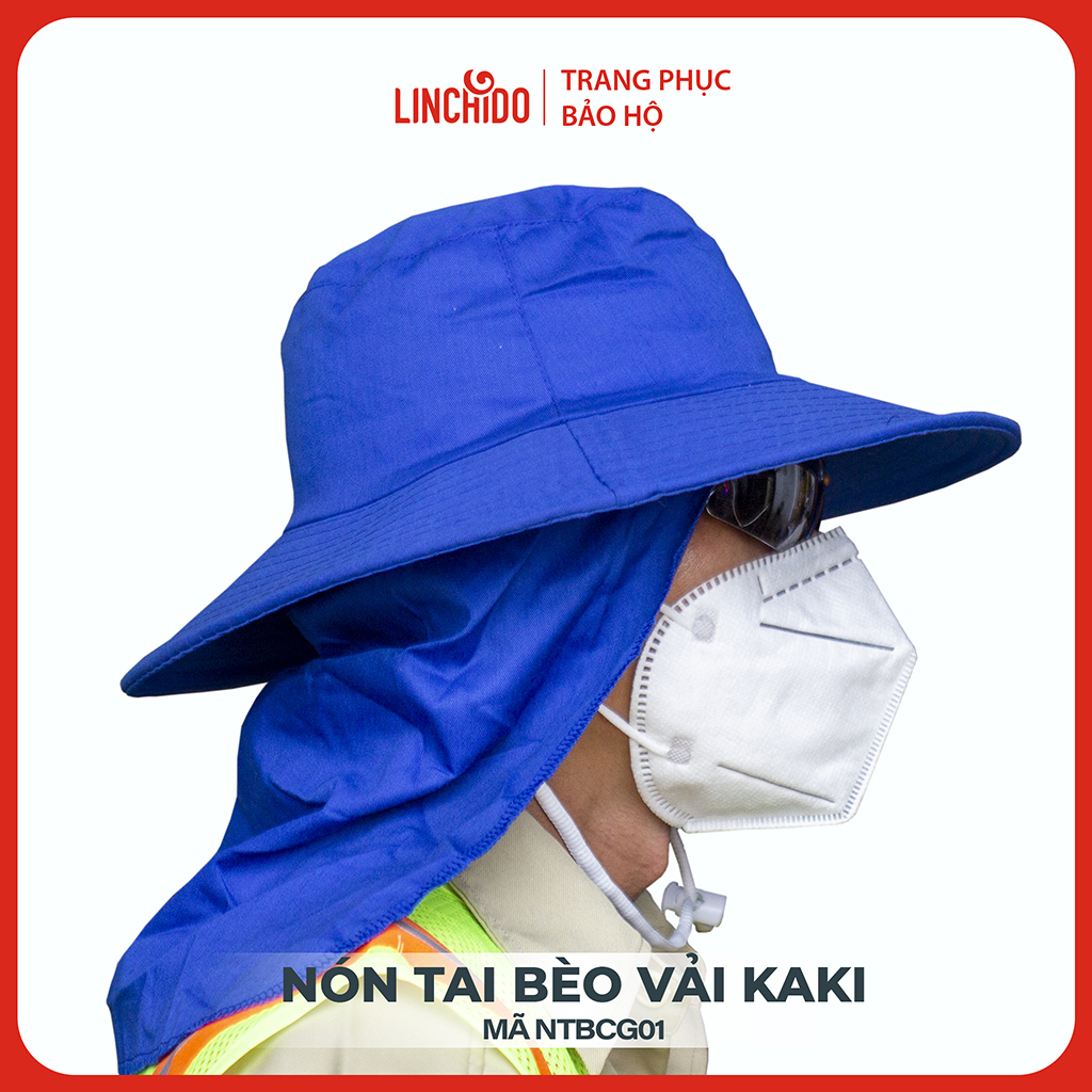 Nón tai bèo chất vải kaki thấm hút mồ hôi có vải che gáy phía sau che nắng tiện lợi mã NTBCG01
