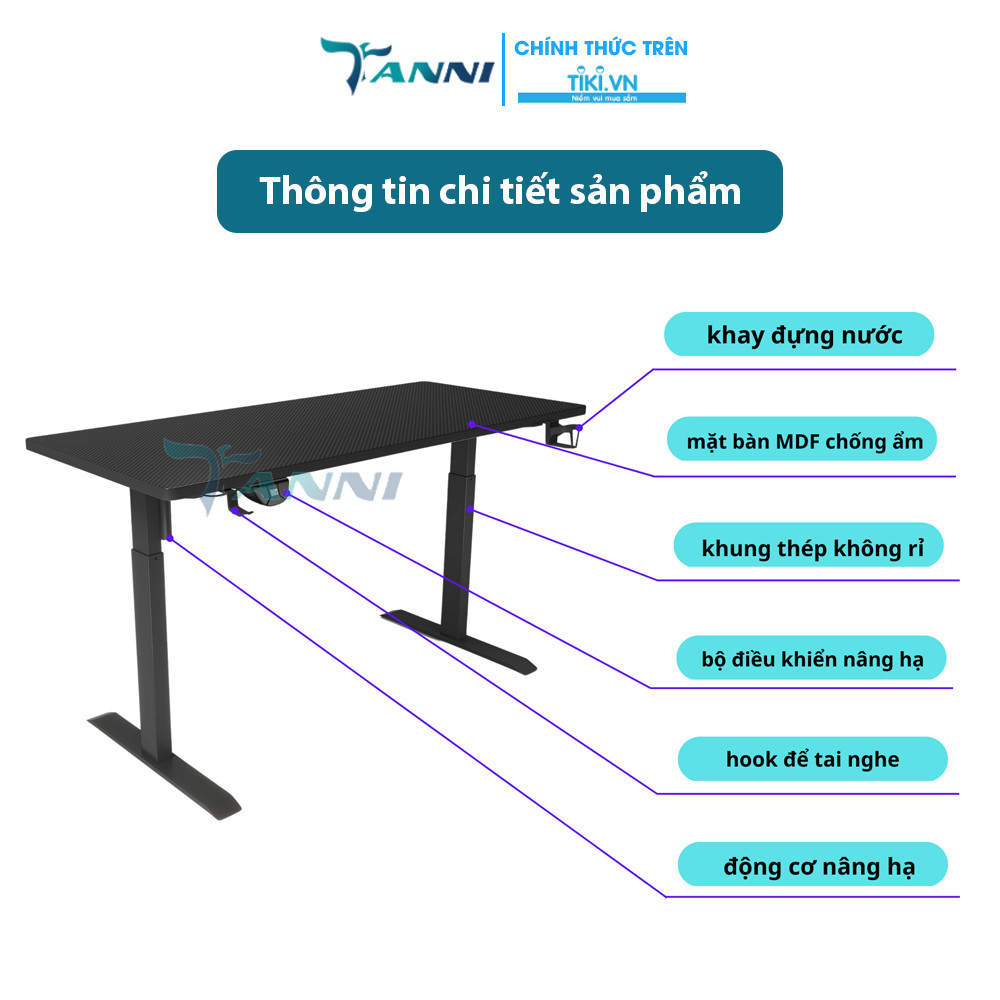 Bàn Công Thái Học Ergonomic Nâng Hạ Chiều Cao Tanni MG1 ,Bàn Nâng Hạ Tự Động Làm Việc Mọi Tư Thế Cao Cấp Nhập Khẩu