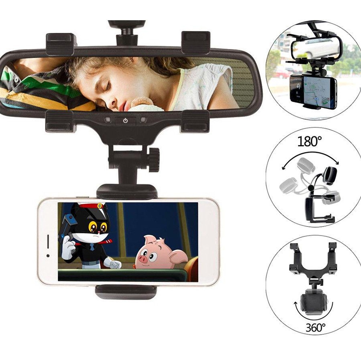 Giá Đỡ Điện Thoại Dưới Gương Xe Hơi - Hàng Nhập Khẩu Cao Cấp