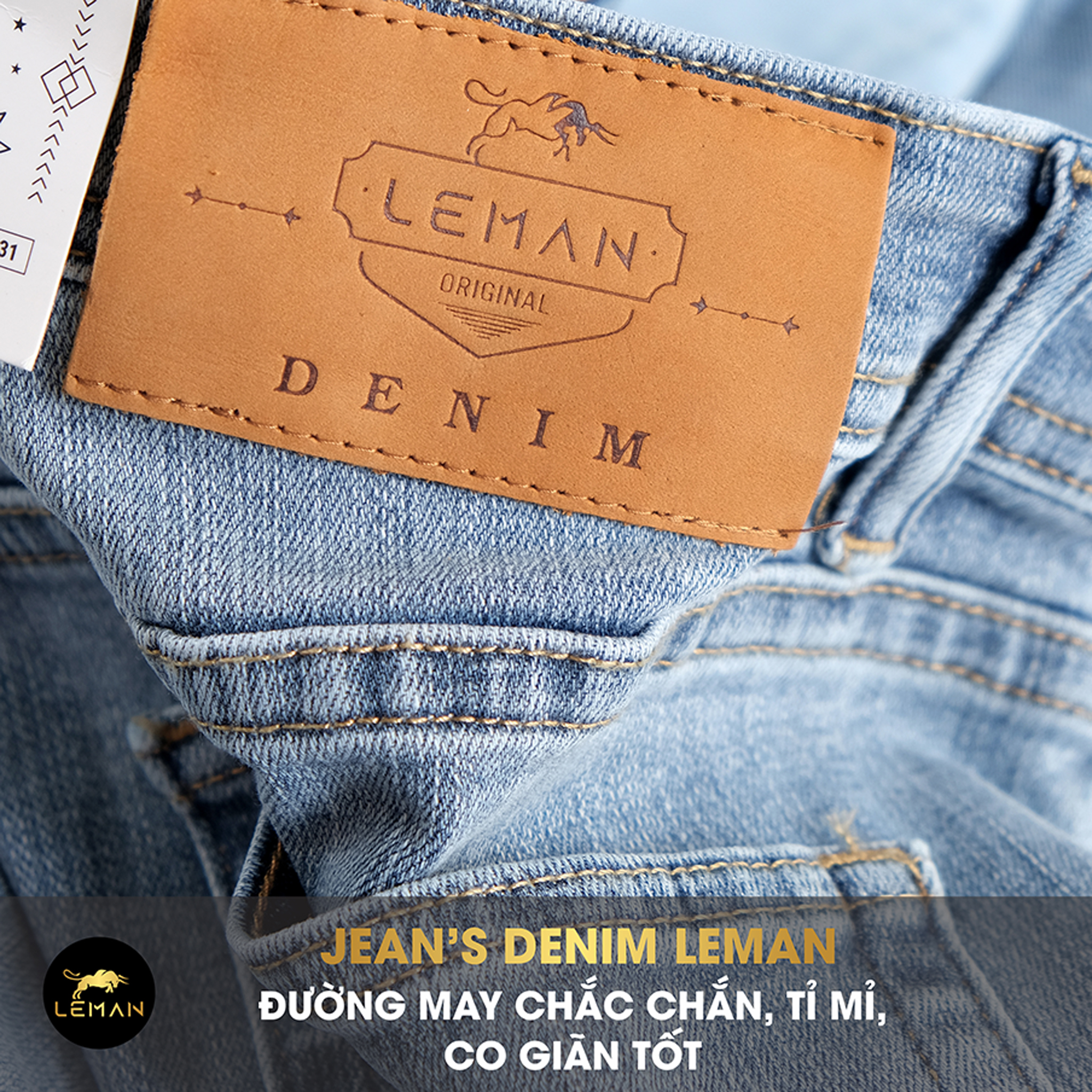 Quần Short Jean nam Leman xanh trơn JL05 - Slim Form