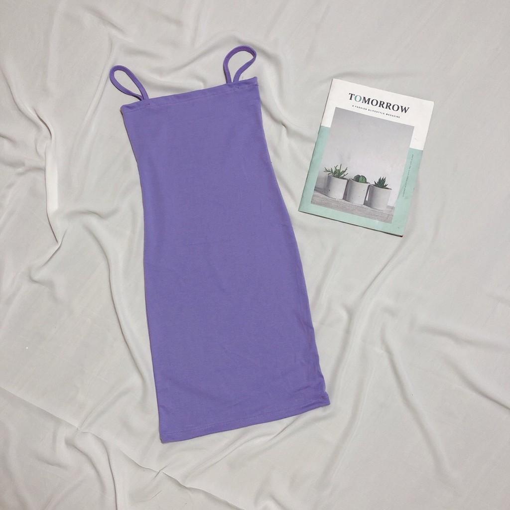 Đầm 2 dây ôm body màu tím