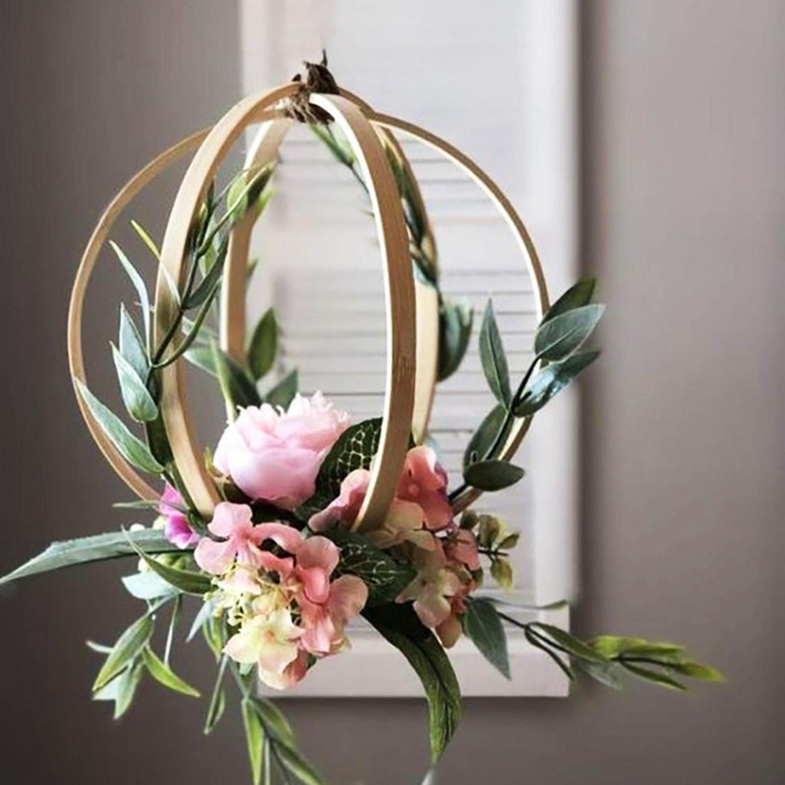 2Pcs Embroidery Hoops Bamboo Macrame Ring for DIY Wedding Home