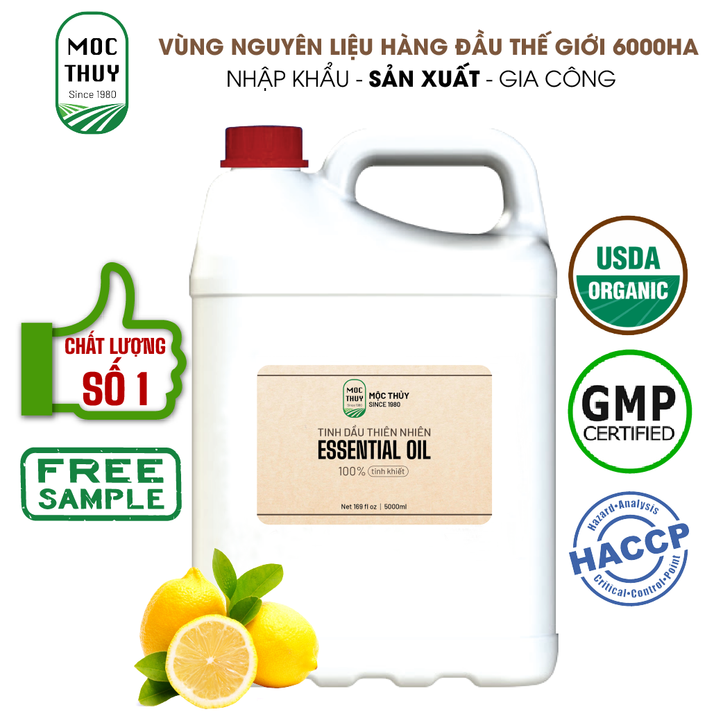 [HCM]Tinh dầu Chanh Vàng nguyên chất hữu cơ MỘC THỦY khử mùi làm thơm phòng thư giãn 100ml, 500ml - Đạt chuẩn chất lượng kiểm định