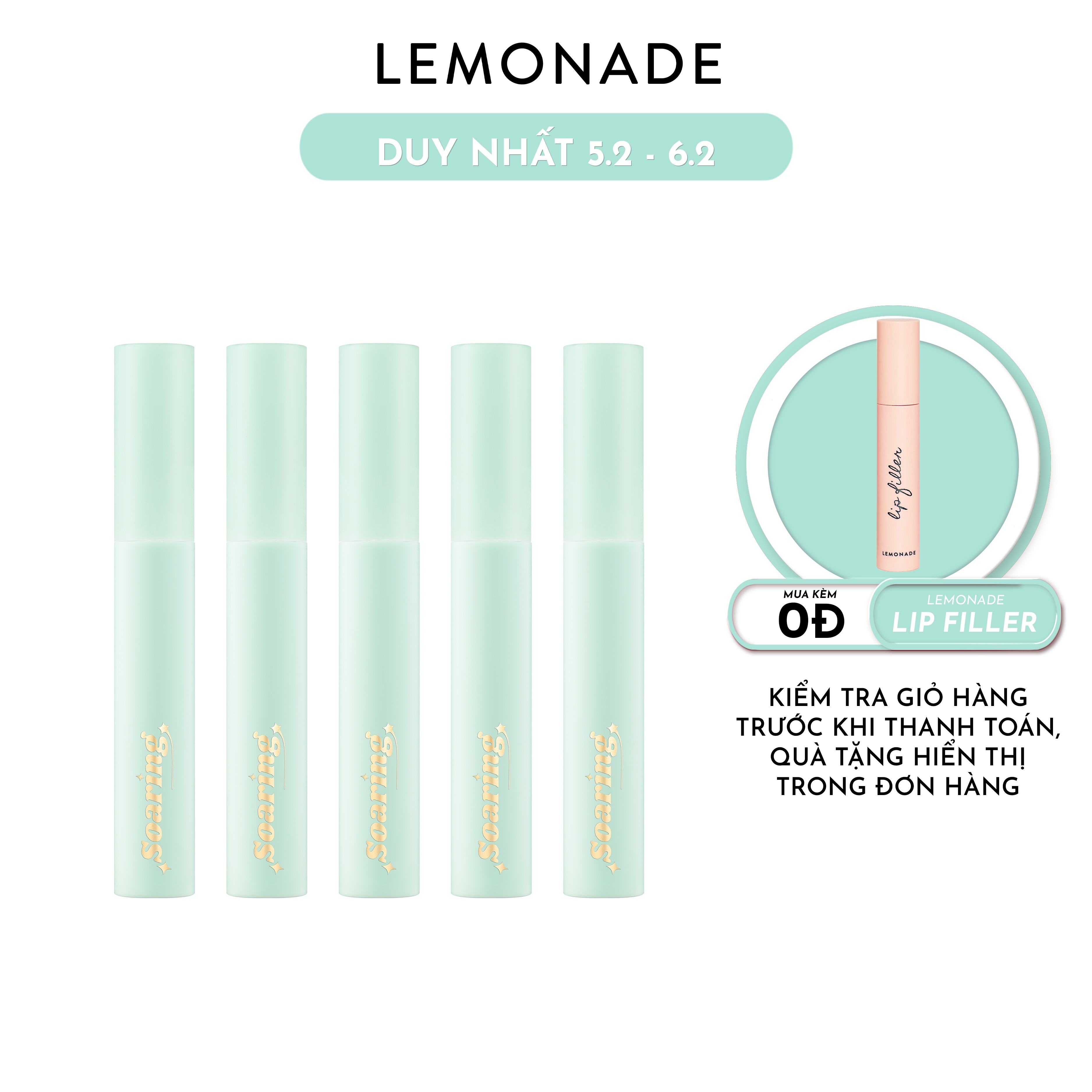 Combo trọn bộ 05 son kem lì nhẹ môi Lemonade Soaring Lipcream 3.6gx5