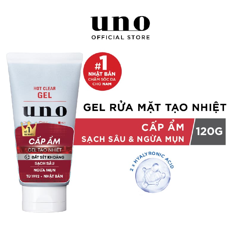 Gel Rửa Mặt Tạo Nhiệt Cấp Ẩm UNO Hot Clear Gel 120g