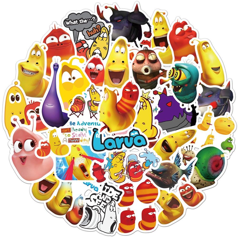 Hình dán sticker chống nước hoạt hình Larva - Ấu trùng tinh nghịch, dễ thương cute (bán lẻ 1 hình, kích thước 5 - 8cm)