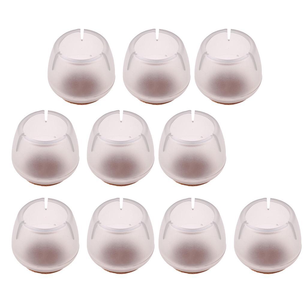 30 Pieces Chair Leg Caps, Transparent Clear Silicone Table Furniture Leg Feet Tips Covers Wood Floor Protectors, Felt Pads