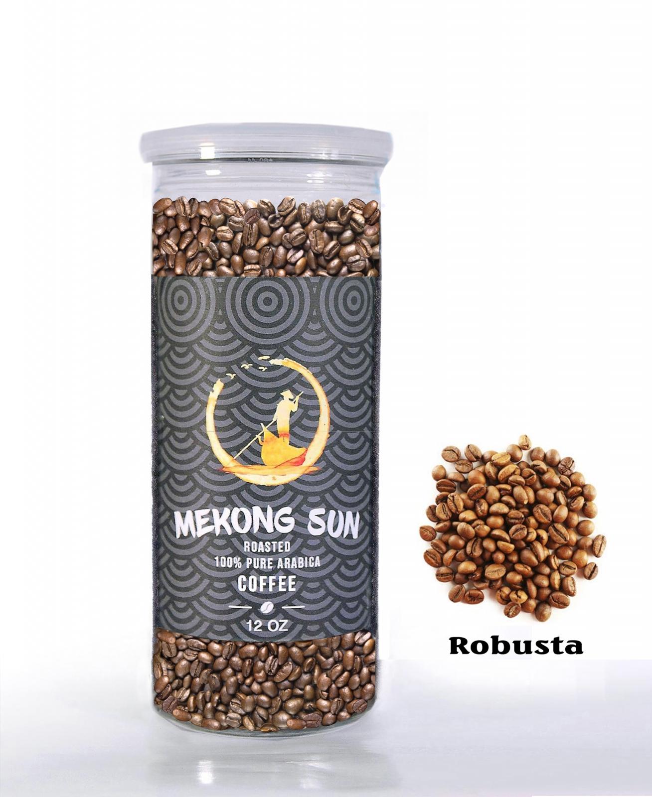 Cà Phê hạt rang Mekong Sun - Loại Robusta
Nguyên Chất , Hủ 340g