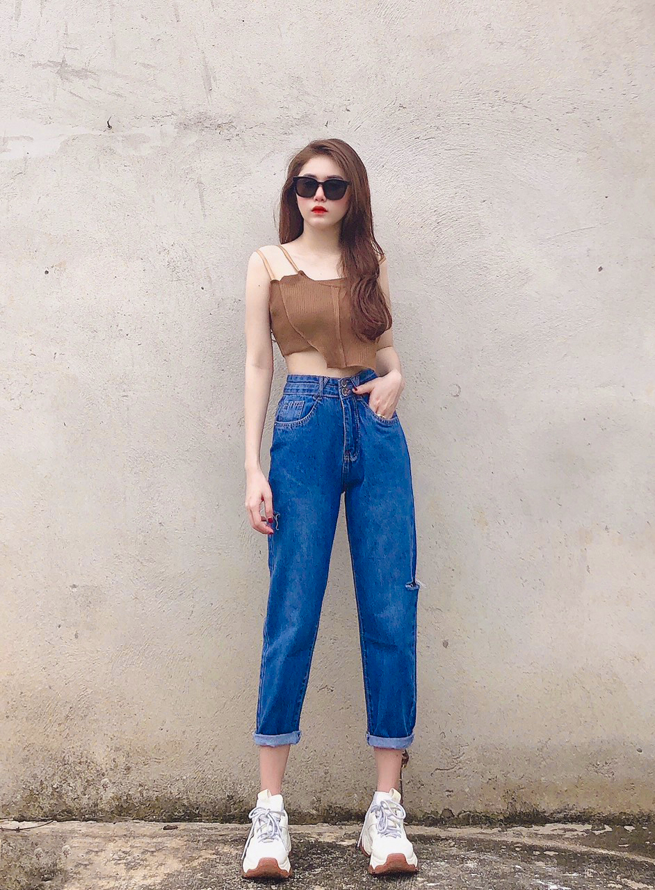 Quần Jeans nữ baggy lưng cao Novelty MS693