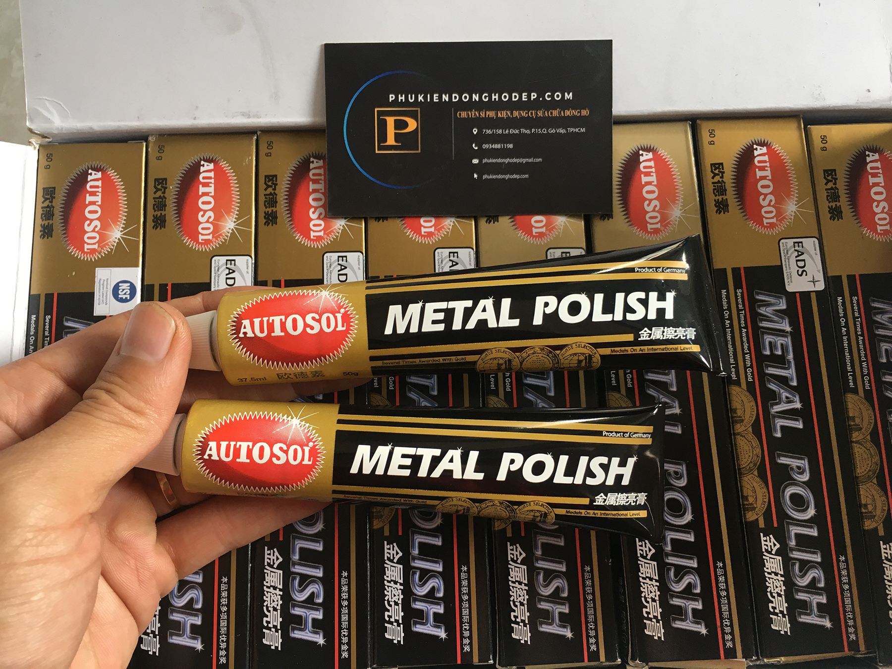 Autosol Metal Polish 50g Kem đánh bóng làm mới kim loại, dây đồng hồ, inox, nhôm